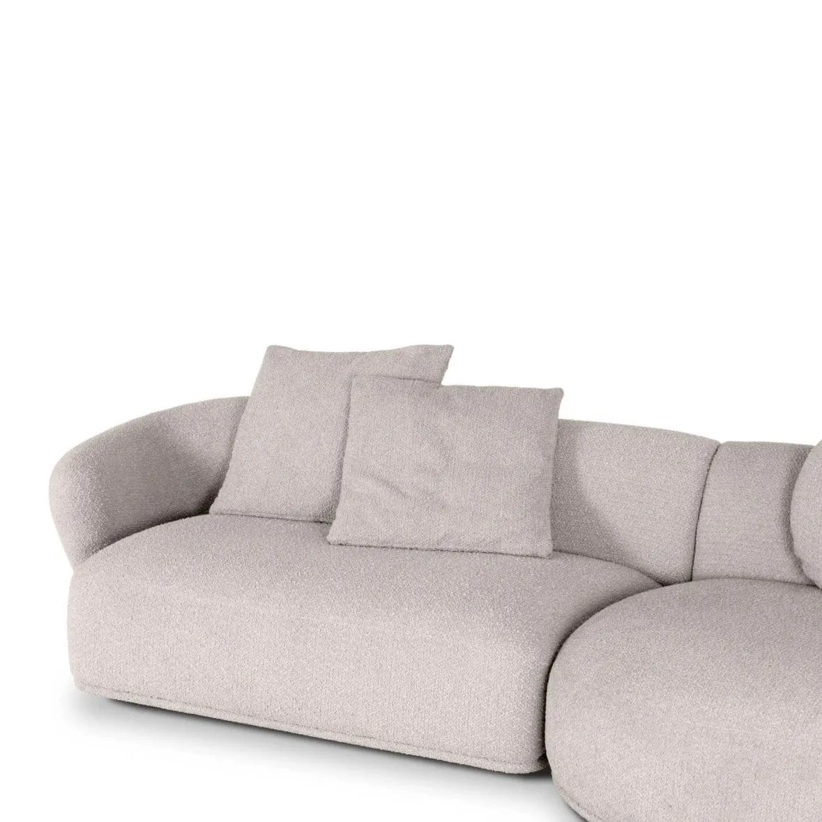 Carlison Performance Boucle Sectional Round Chaise Curve Sofa