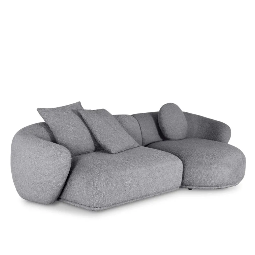 Carlison Performance Boucle Sectional Round Chaise Curve Sofa