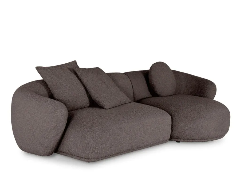 Carlison Performance Boucle Sectional Round Chaise Curve Sofa