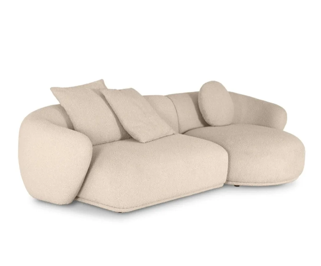 Carlison Performance Boucle Sectional Round Chaise Curve Sofa