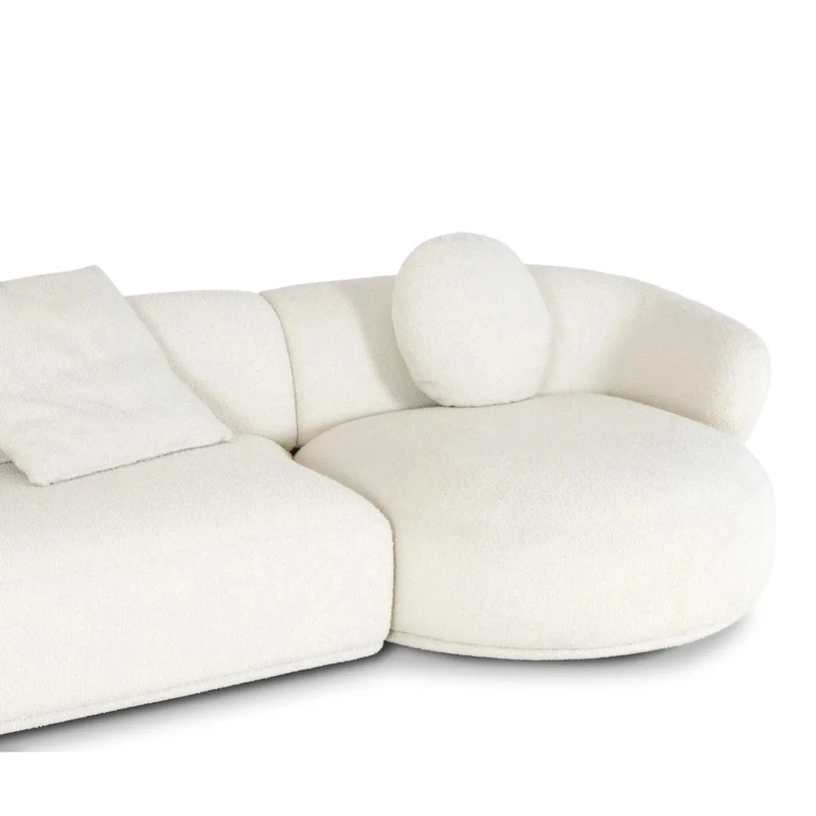 Carlison Performance Boucle Sectional Round Chaise Curve Sofa