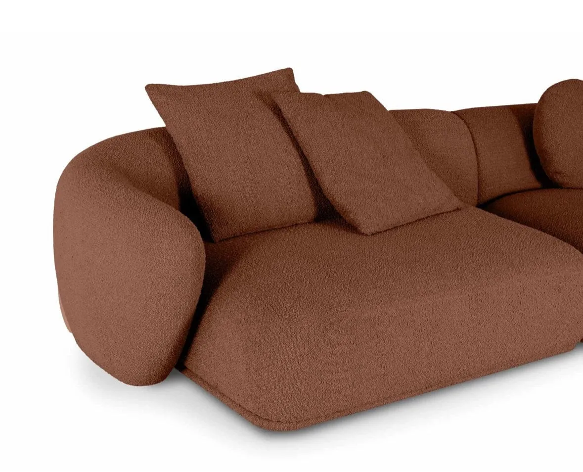 Carlison Performance Boucle Sectional Round Chaise Curve Sofa