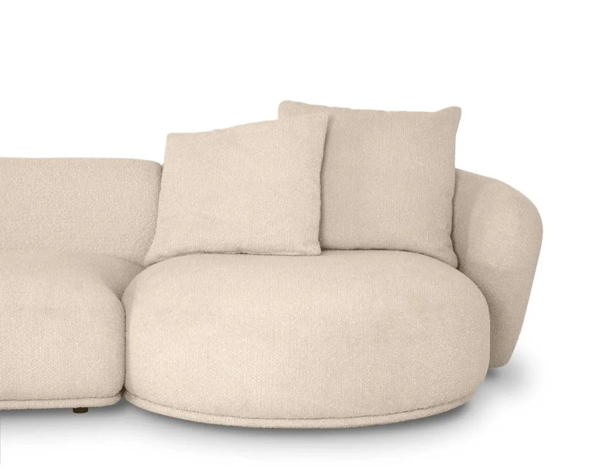 Carlison Performance Boucle Sectional Round Chaise Curve Sofa