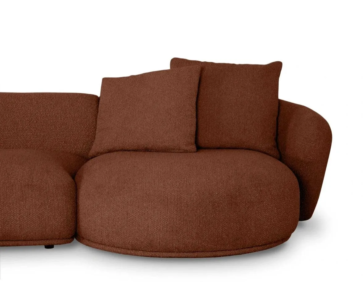 Carlison Performance Boucle Sectional Round Chaise Curve Sofa