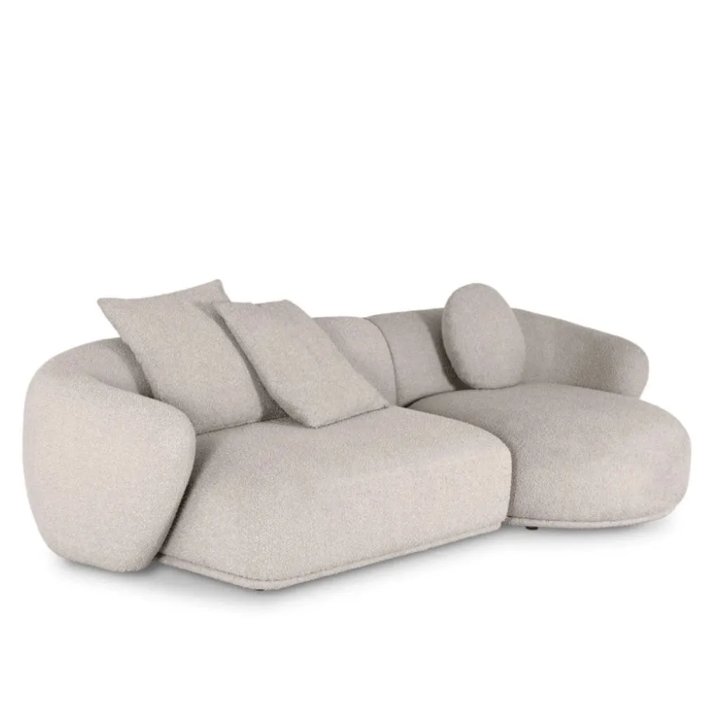 Carlison Performance Boucle Sectional Round Chaise Curve Sofa