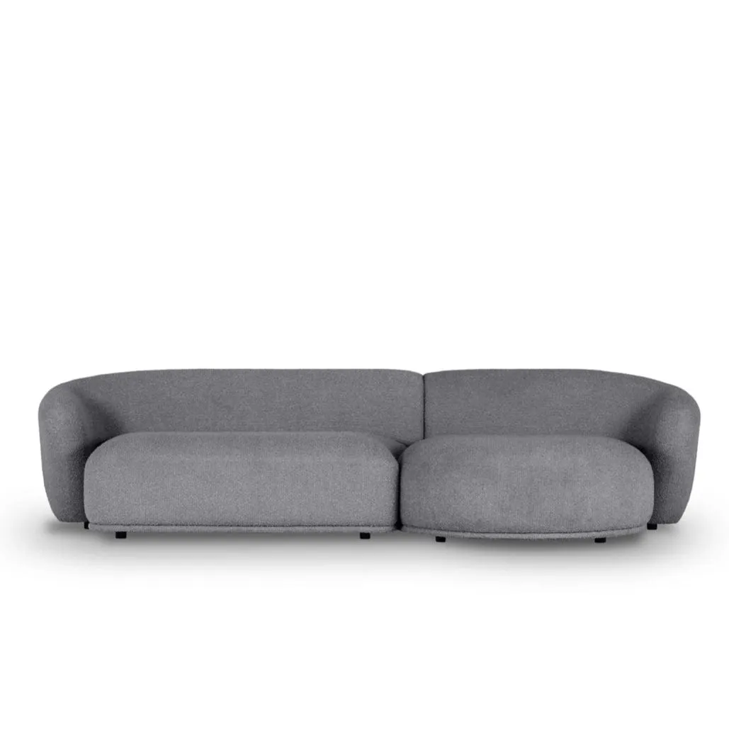 Carlison Performance Boucle Sectional Round Chaise Curve Sofa