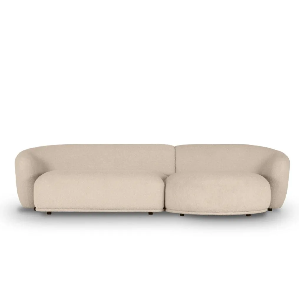 Carlison Performance Boucle Sectional Round Chaise Curve Sofa