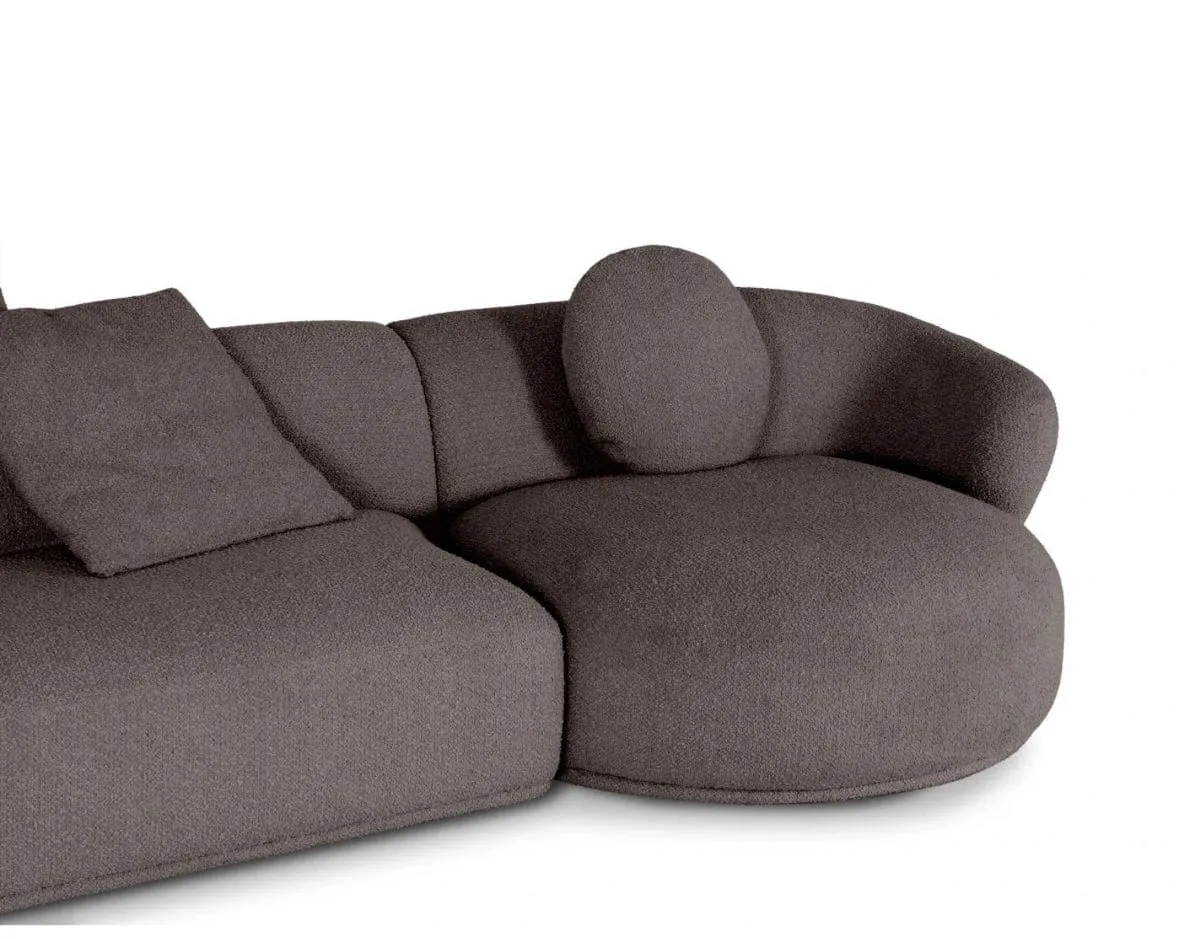 Carlison Performance Boucle Sectional Round Chaise Curve Sofa