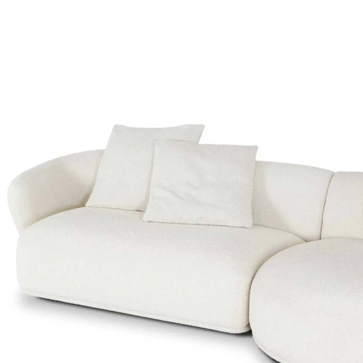 Carlison Performance Boucle Sectional Round Chaise Curve Sofa