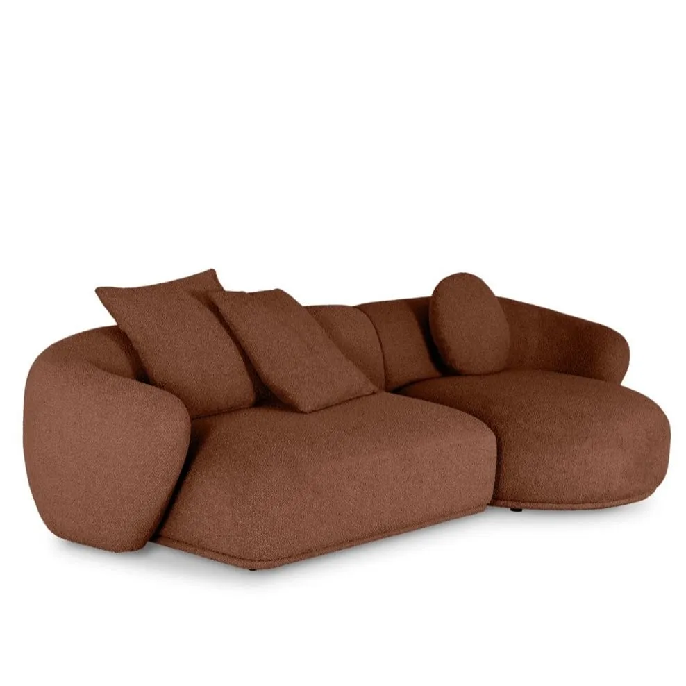 Carlison Performance Boucle Sectional Round Chaise Curve Sofa