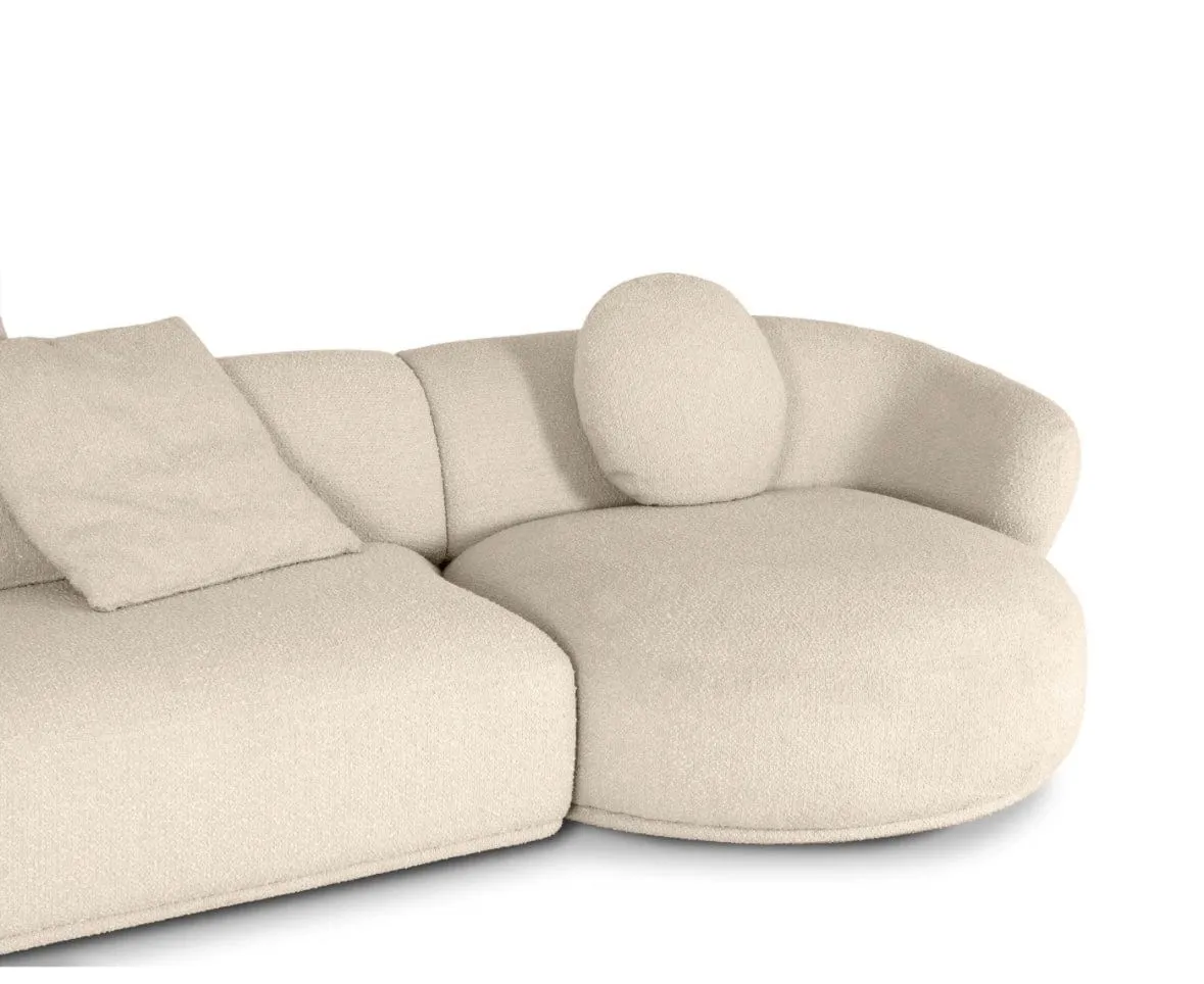 Carlison Performance Boucle Sectional Round Chaise Curve Sofa