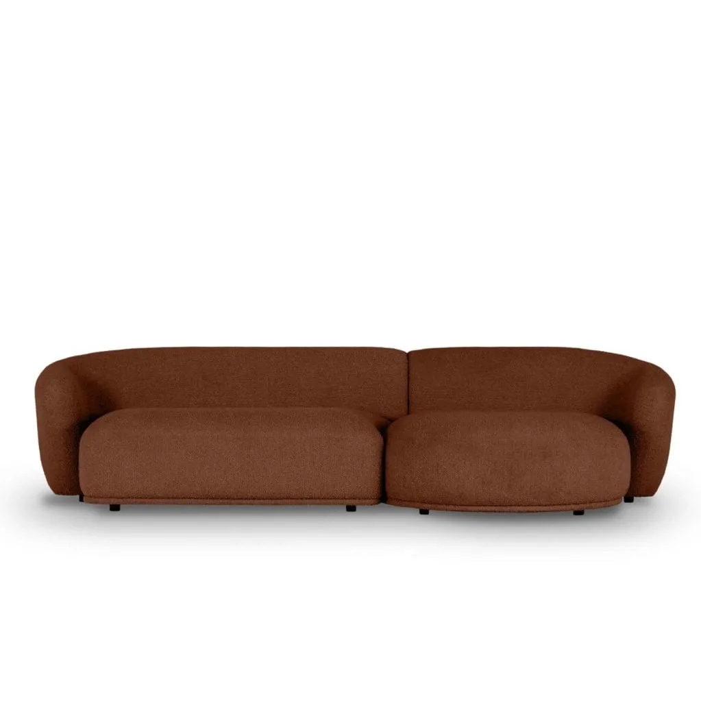 Carlison Performance Boucle Sectional Round Chaise Curve Sofa