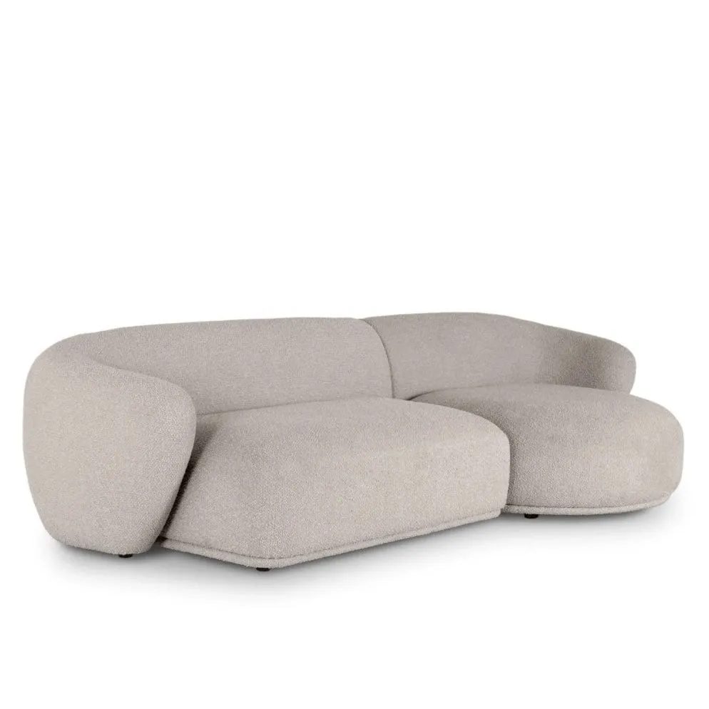 Carlison Performance Boucle Sectional Round Chaise Curve Sofa