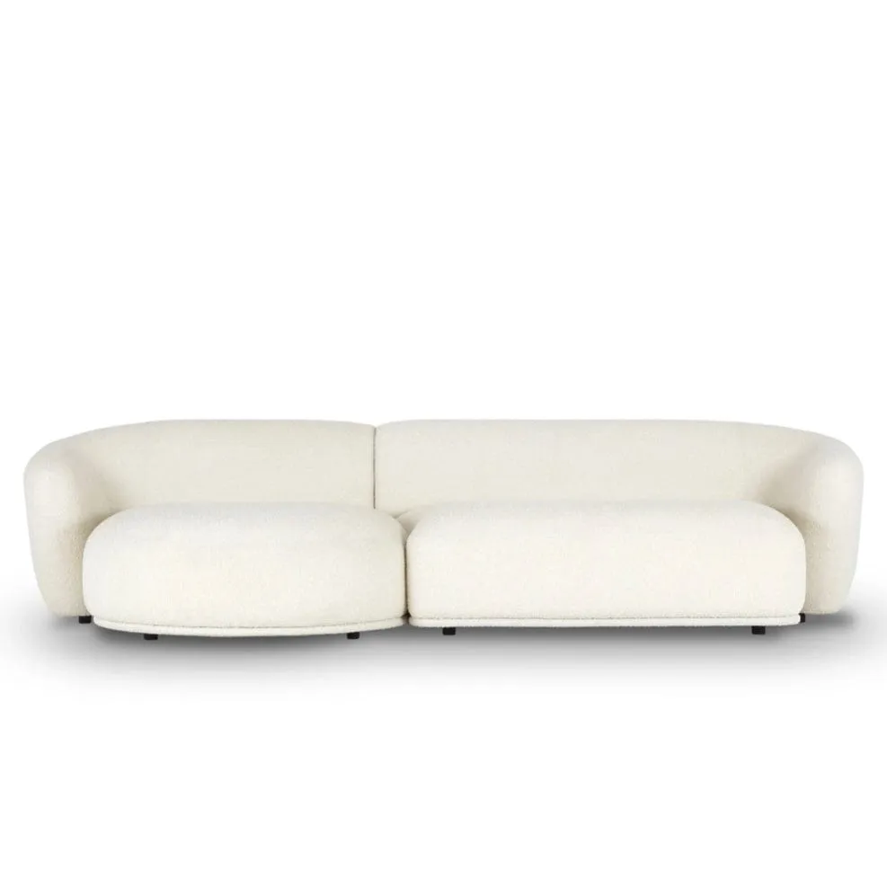 Carlison Performance Boucle Sectional Round Chaise Curve Sofa