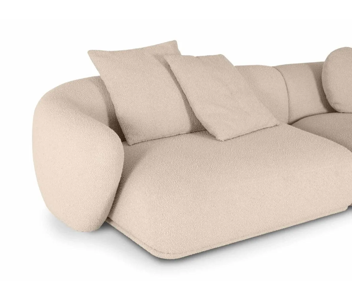 Carlison Performance Boucle Sectional Round Chaise Curve Sofa