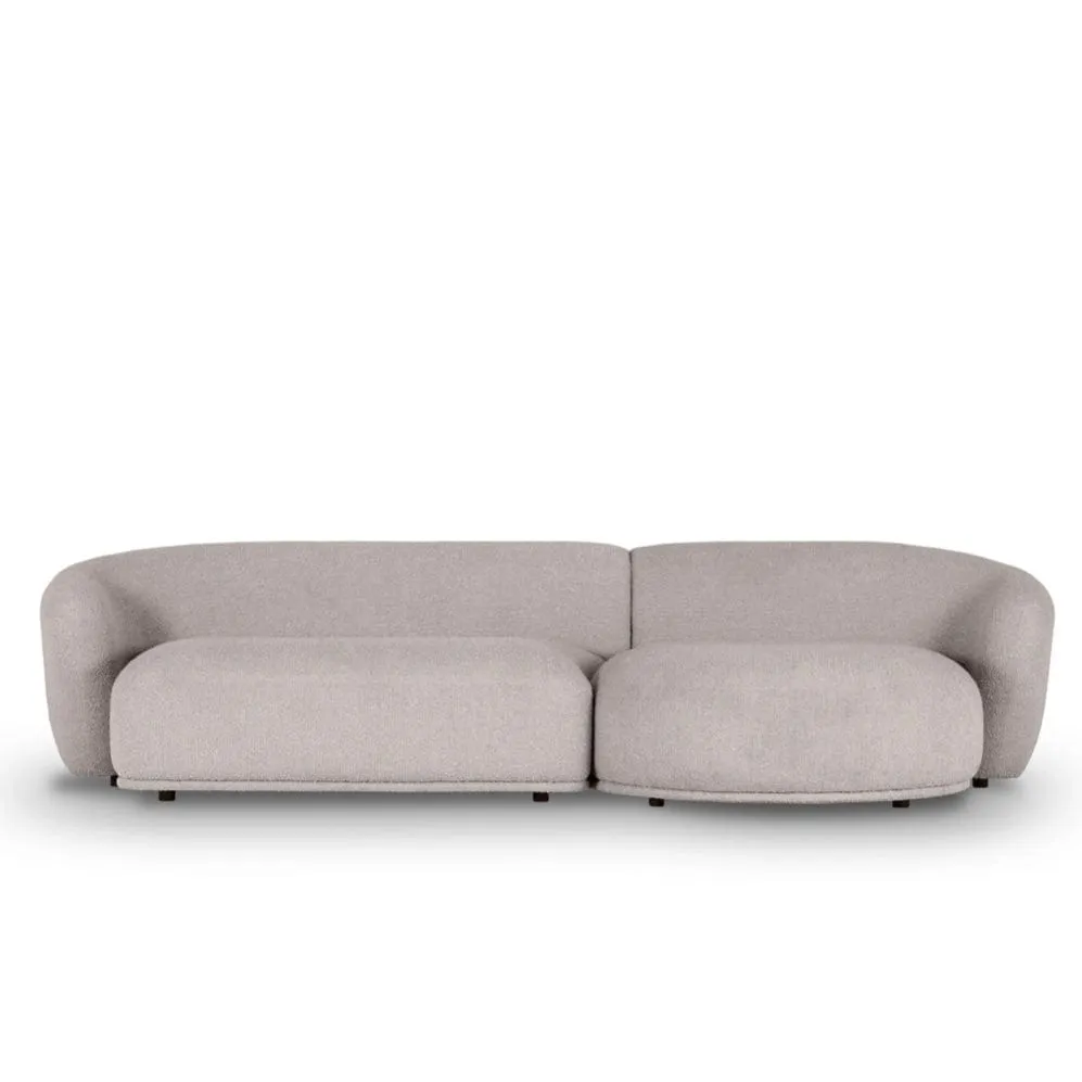 Carlison Performance Boucle Sectional Round Chaise Curve Sofa