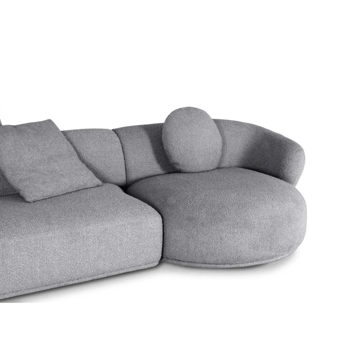 Carlison Performance Boucle Sectional Round Chaise Curve Sofa