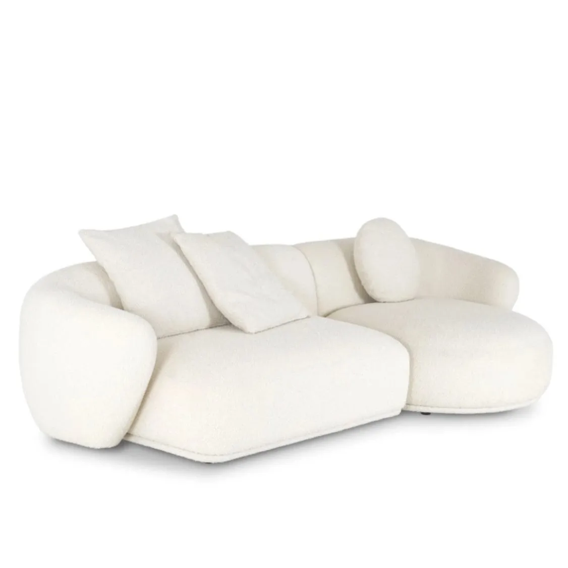 Carlison Performance Boucle Sectional Round Chaise Curve Sofa