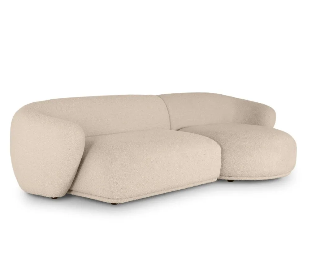 Carlison Performance Boucle Sectional Round Chaise Curve Sofa