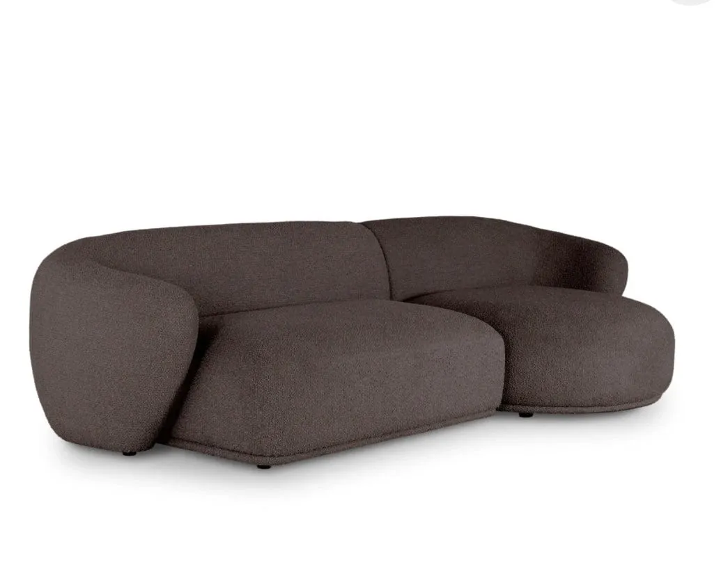 Carlison Performance Boucle Sectional Round Chaise Curve Sofa