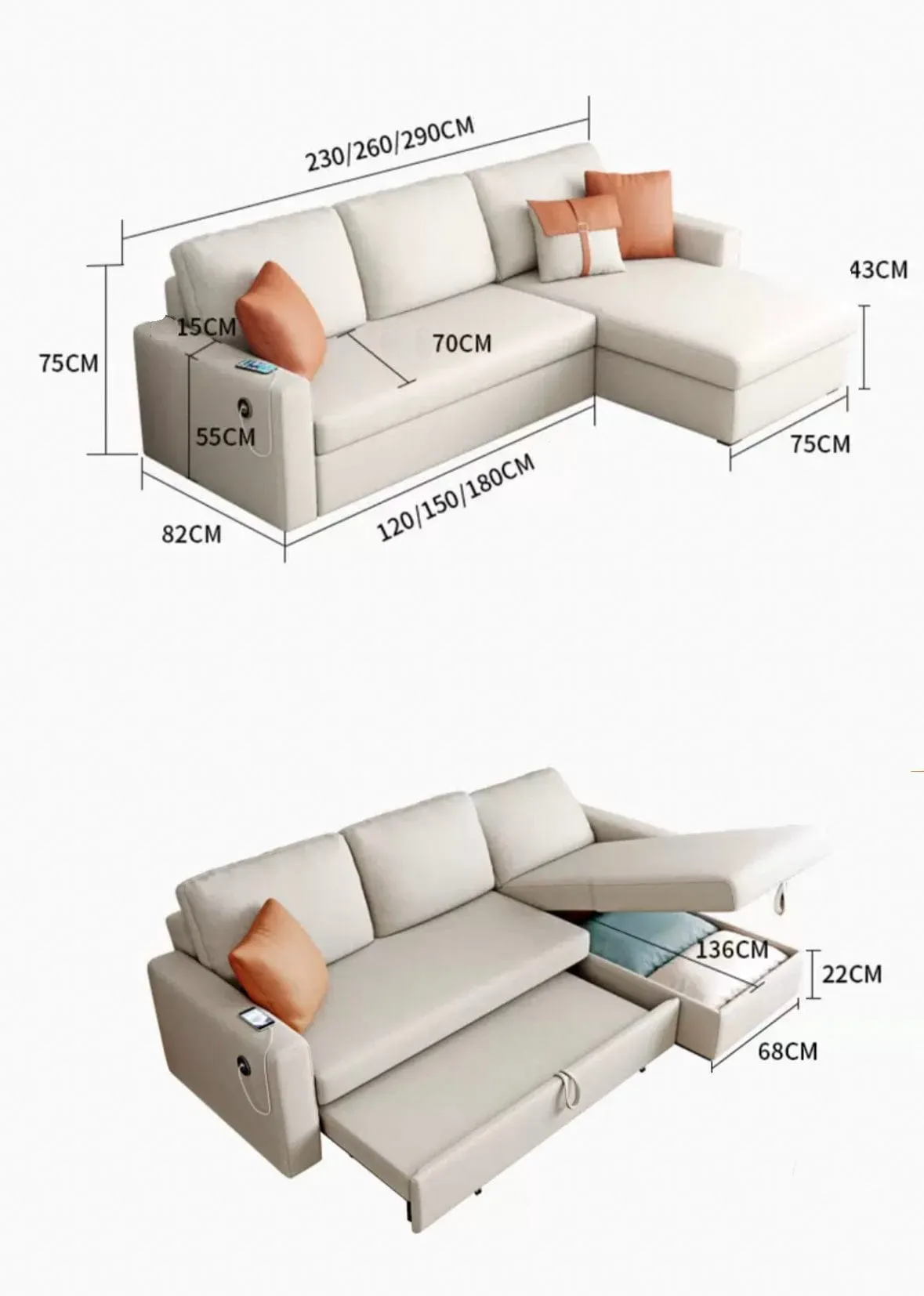 Charlie Sectional Sofa Bed