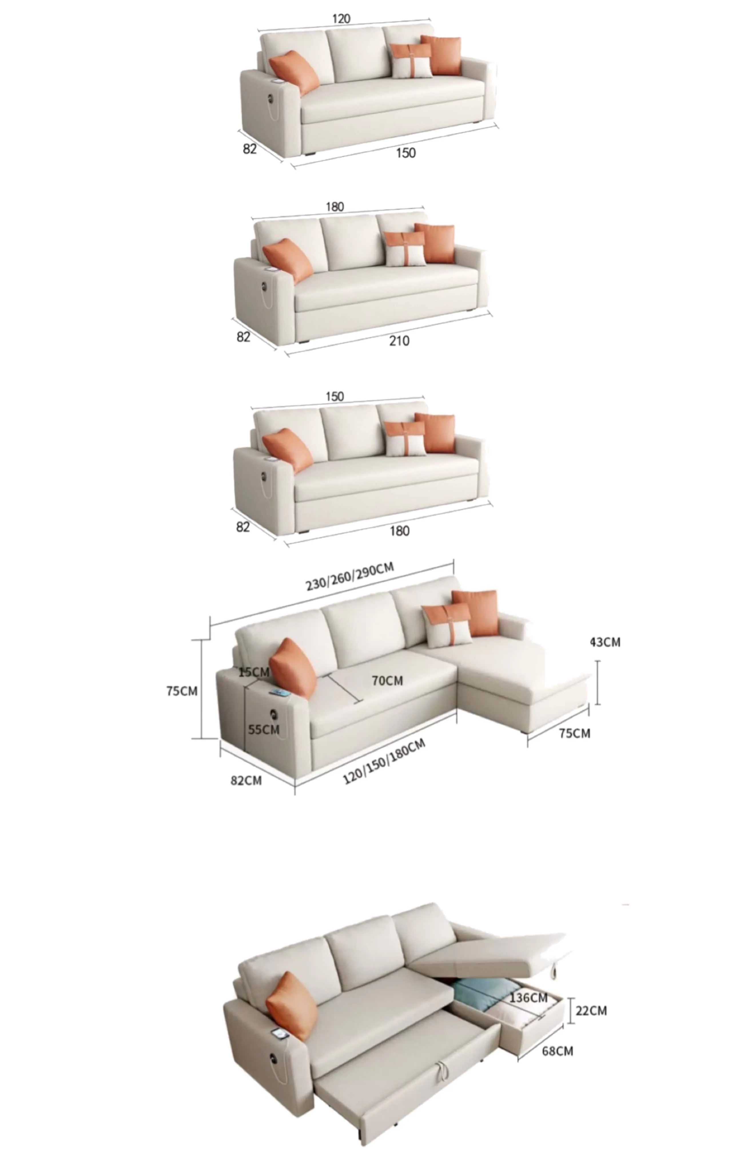 Charlie Sectional Sofa Bed