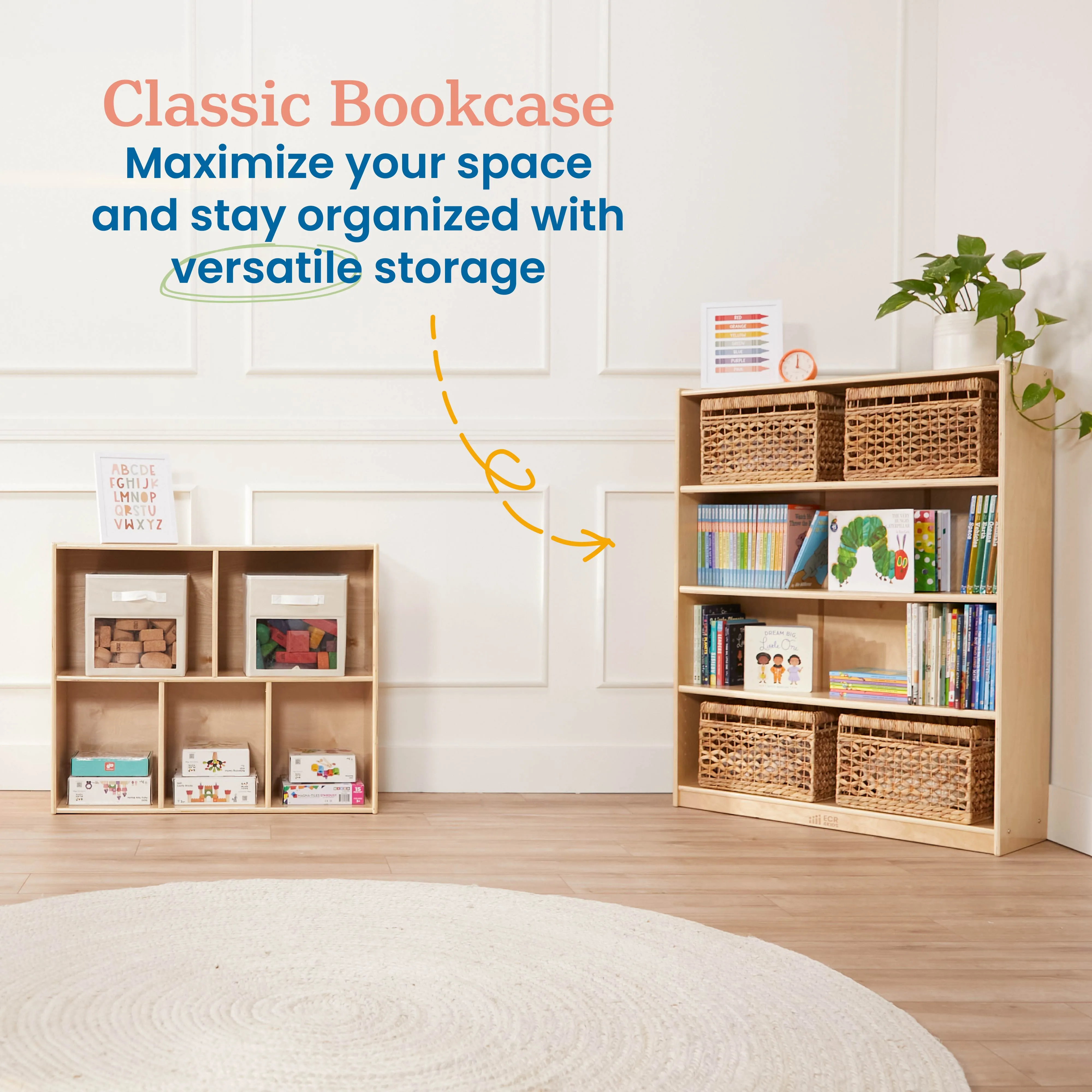 Classic Bookcase, Adjustable Shelves, 48in H