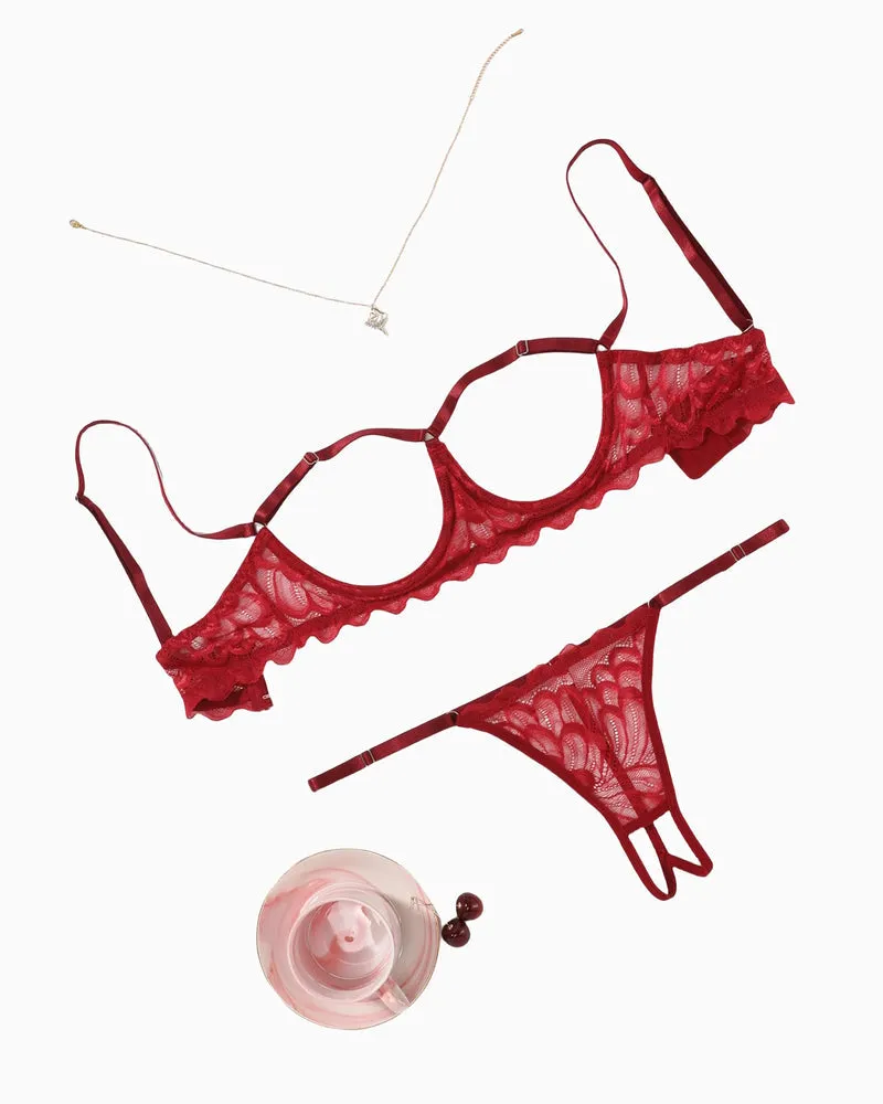 Cupless Bra and Panty 2 Piece Lingerie Set