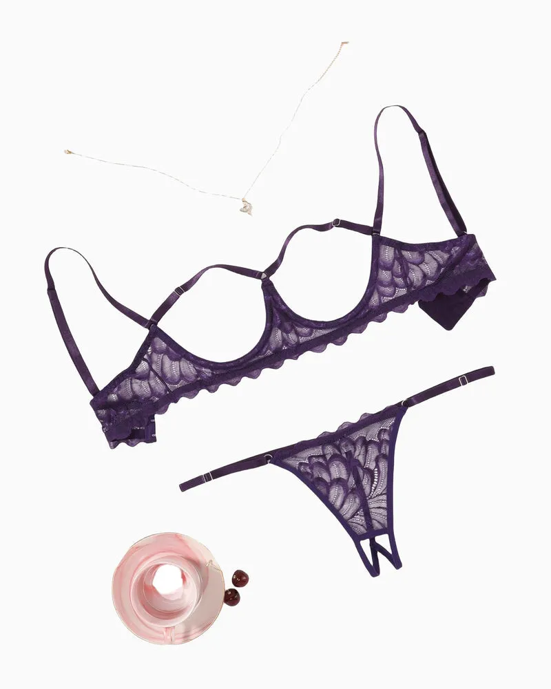 Cupless Bra and Panty 2 Piece Lingerie Set