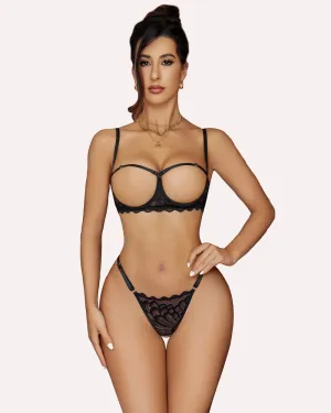 Cupless Bra and Panty 2 Piece Lingerie Set