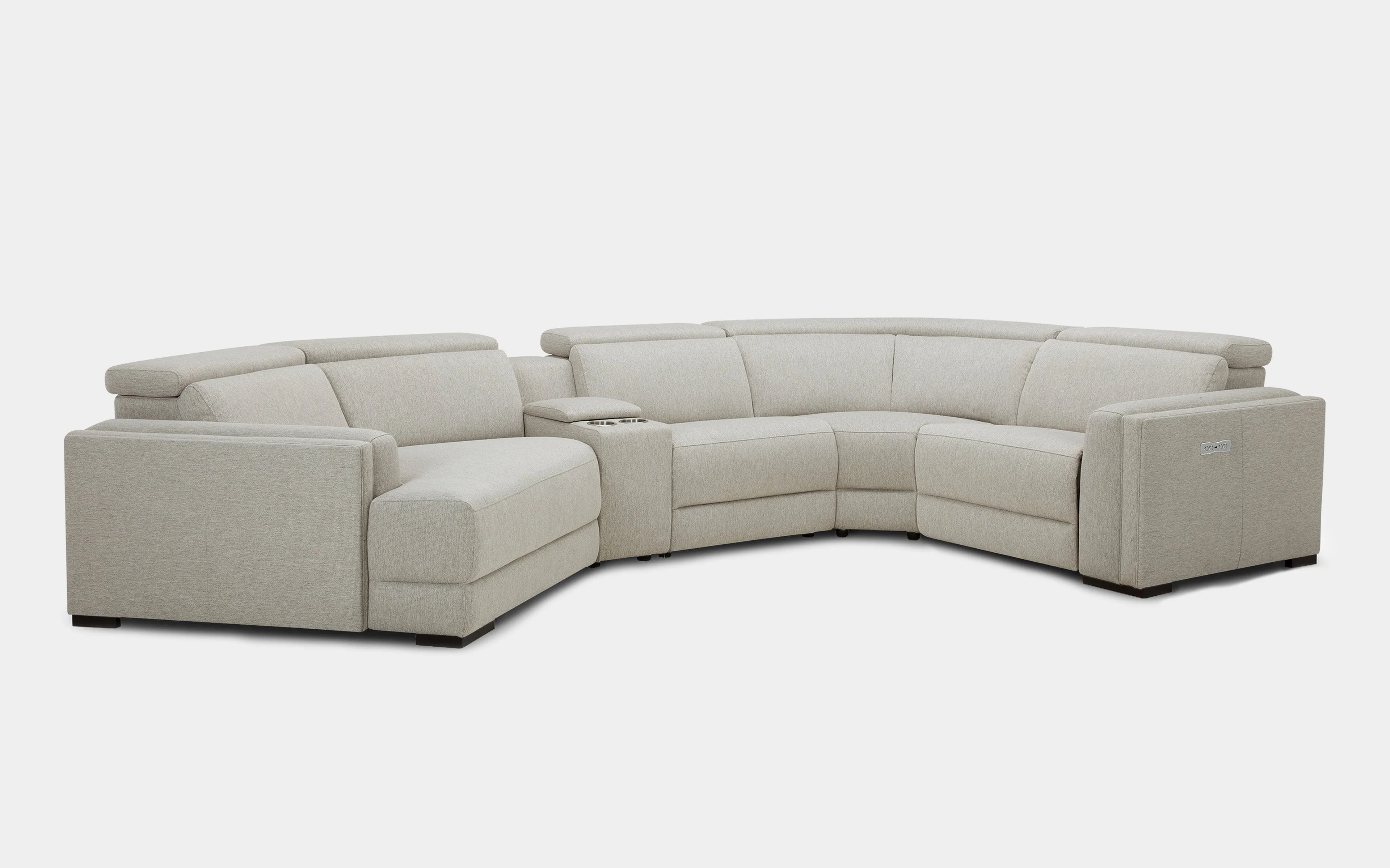 Darcey Fabric L Shape Sectional Sofa With Recliners