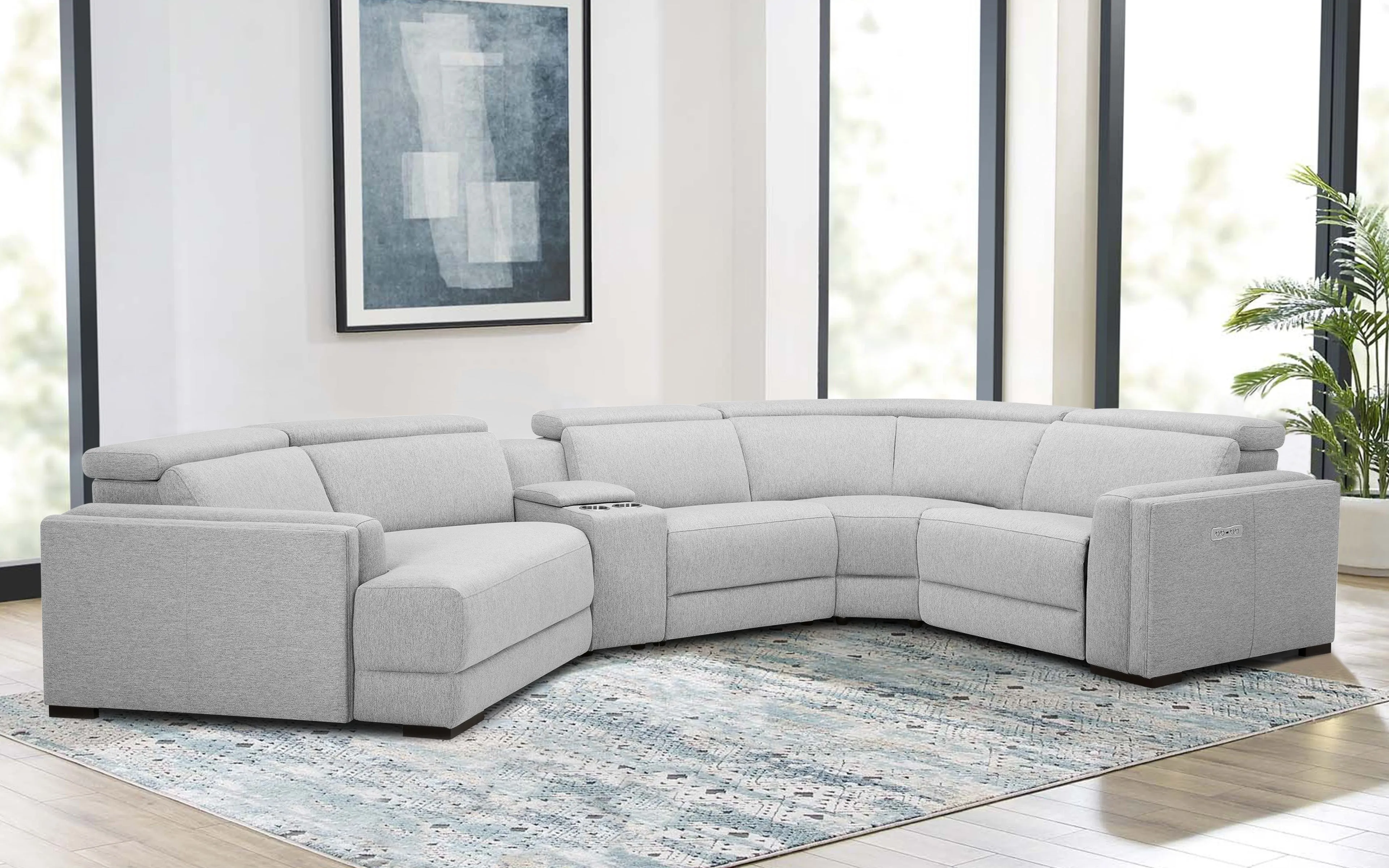 Darcey Fabric L Shape Sectional Sofa With Recliners