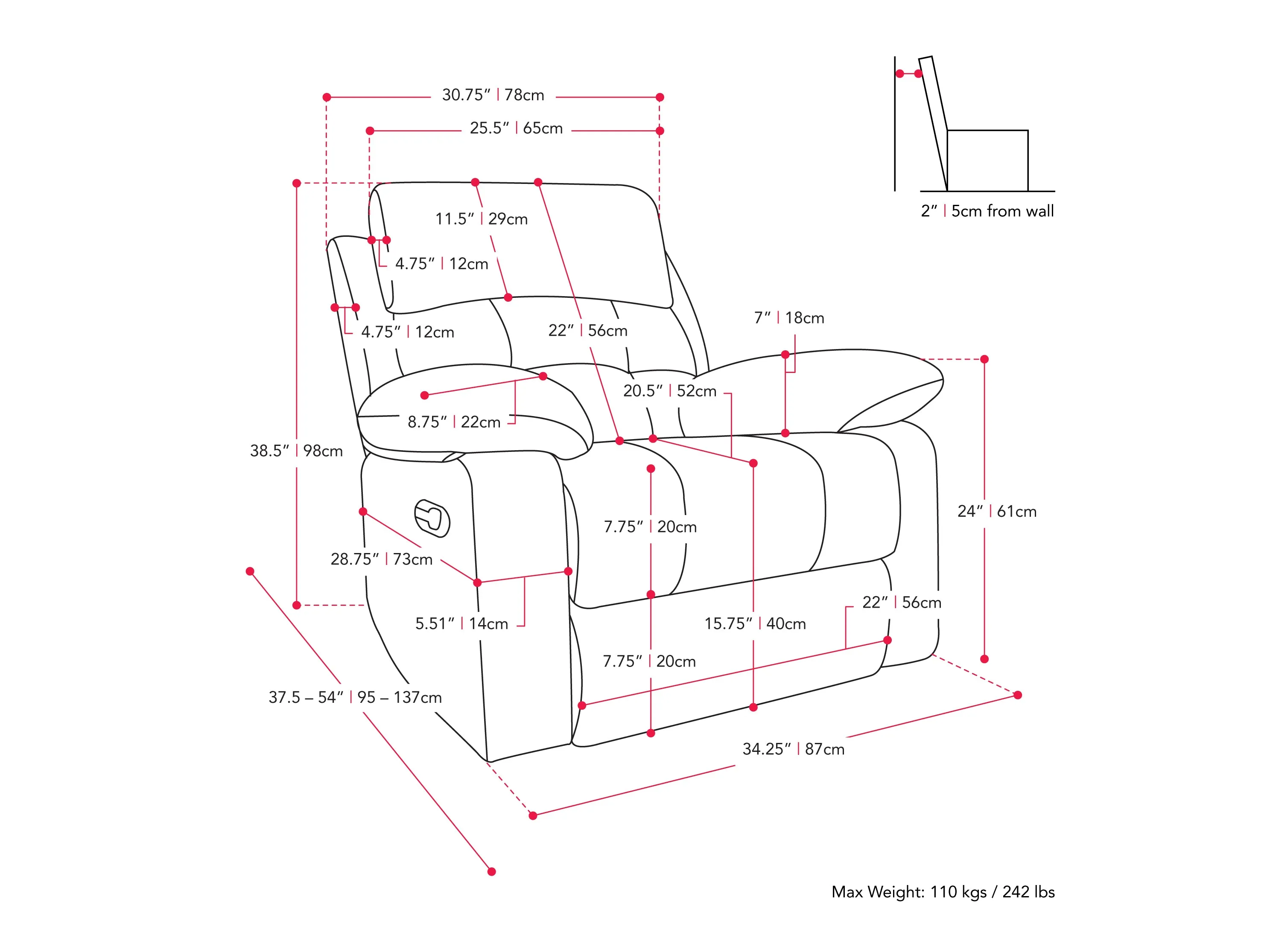 Dark Grey Extra Wide Recliner