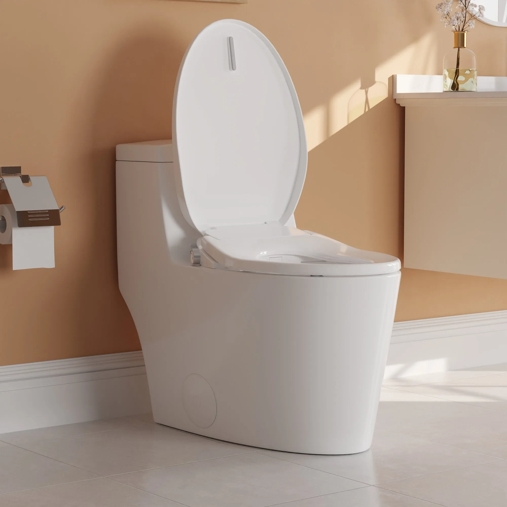 DeerValley DV-1S0028 Elongated Manual Bidet Toilet Seat with Self Cleaning Dual Nozzles, Rear & Feminine Cleaning, Non-Electric Bidets for Existing Toilets, White, No Wiring & Easy Installation