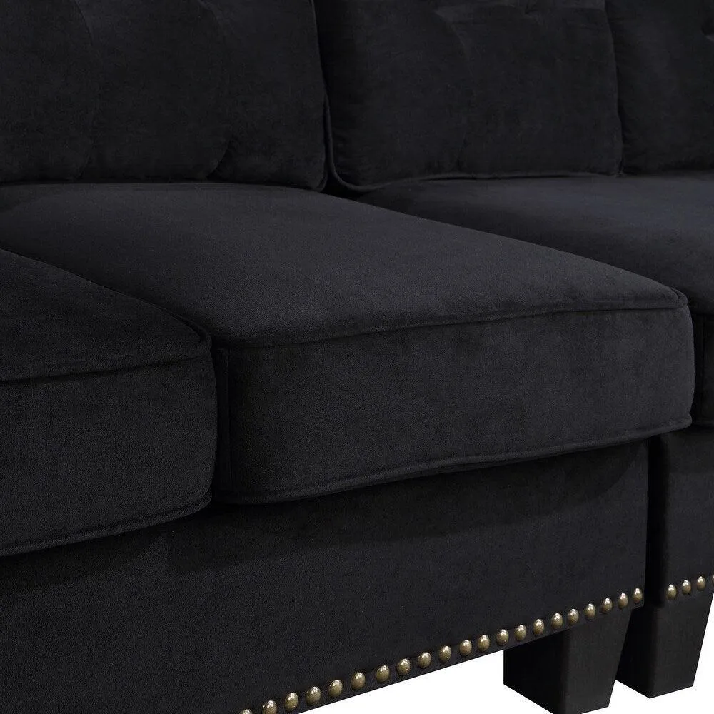 Delray Suede Sectional Sofa in Black