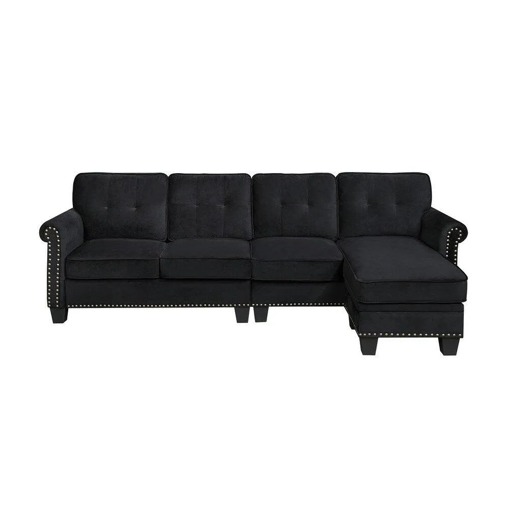 Delray Suede Sectional Sofa in Black