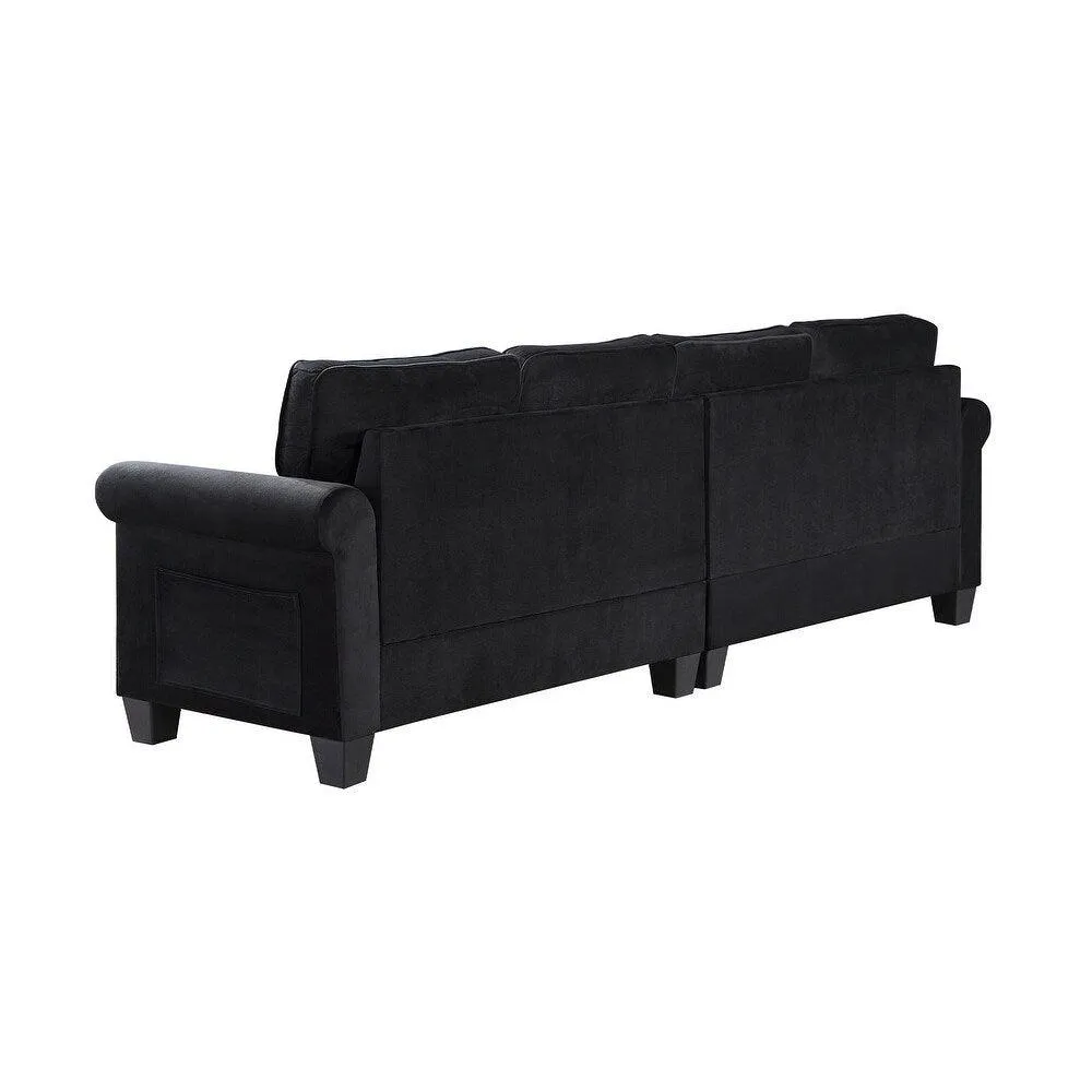 Delray Suede Sectional Sofa in Black