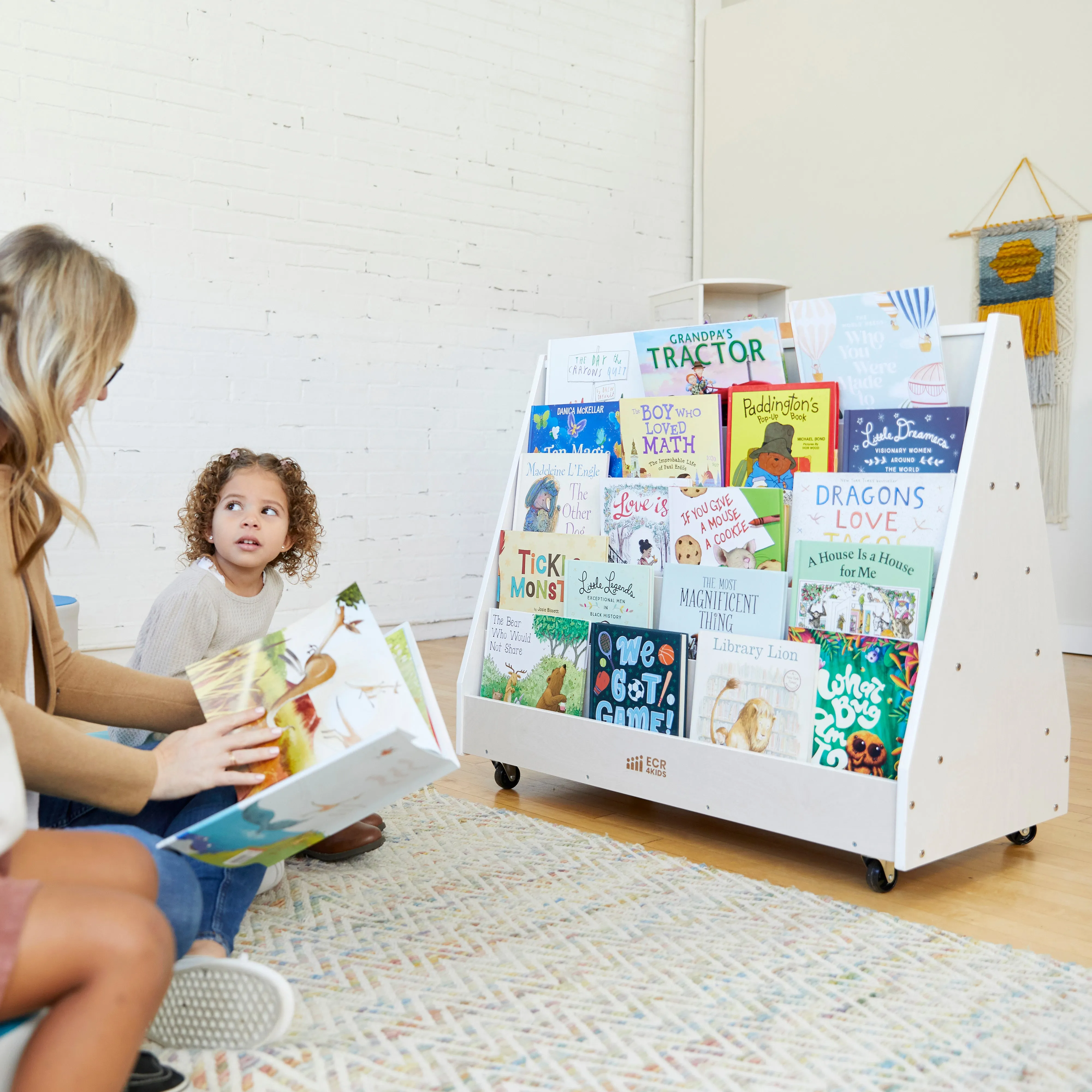 Double-Sided Mobile Book Display, Classroom Bookshelf