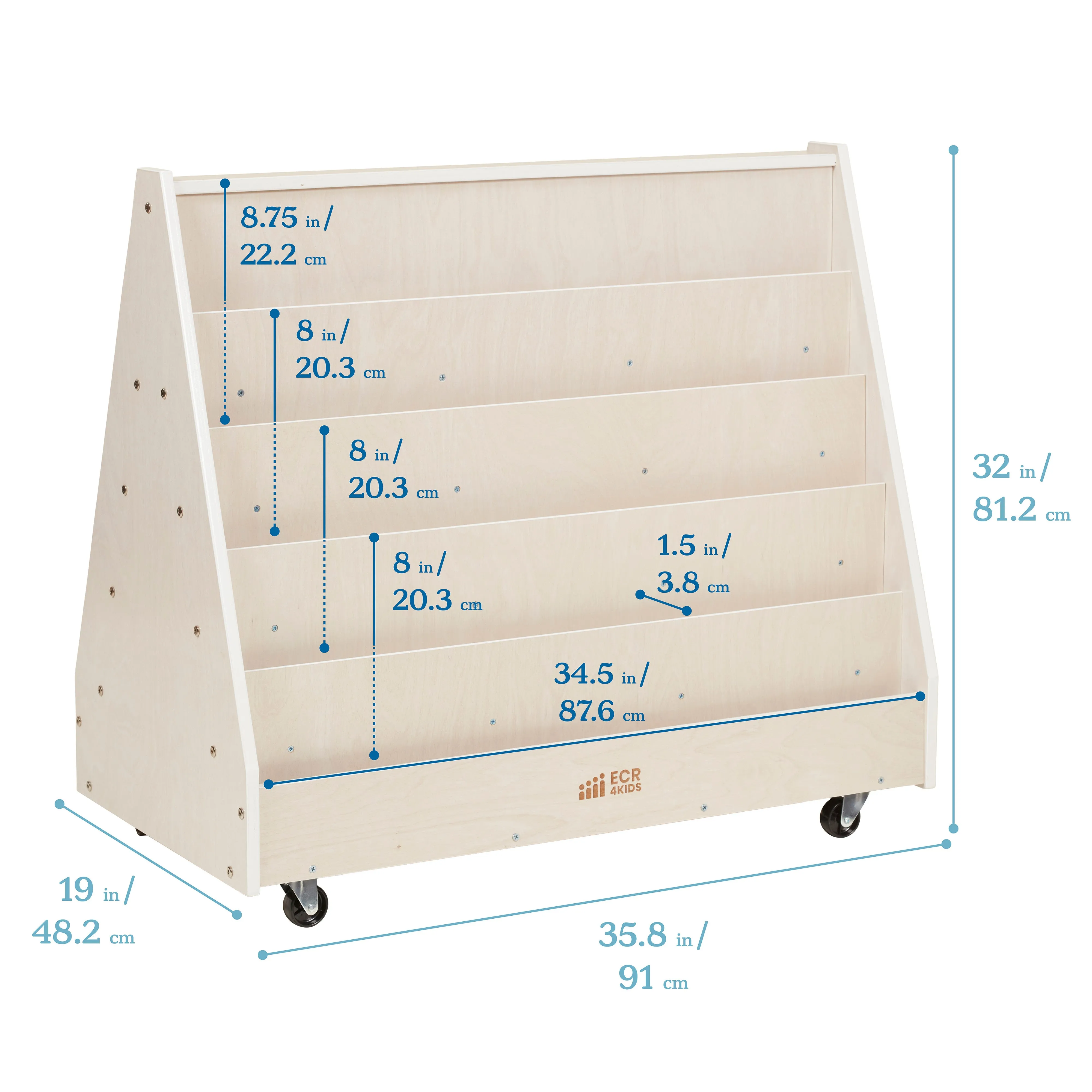 Double-Sided Mobile Book Display, Classroom Bookshelf