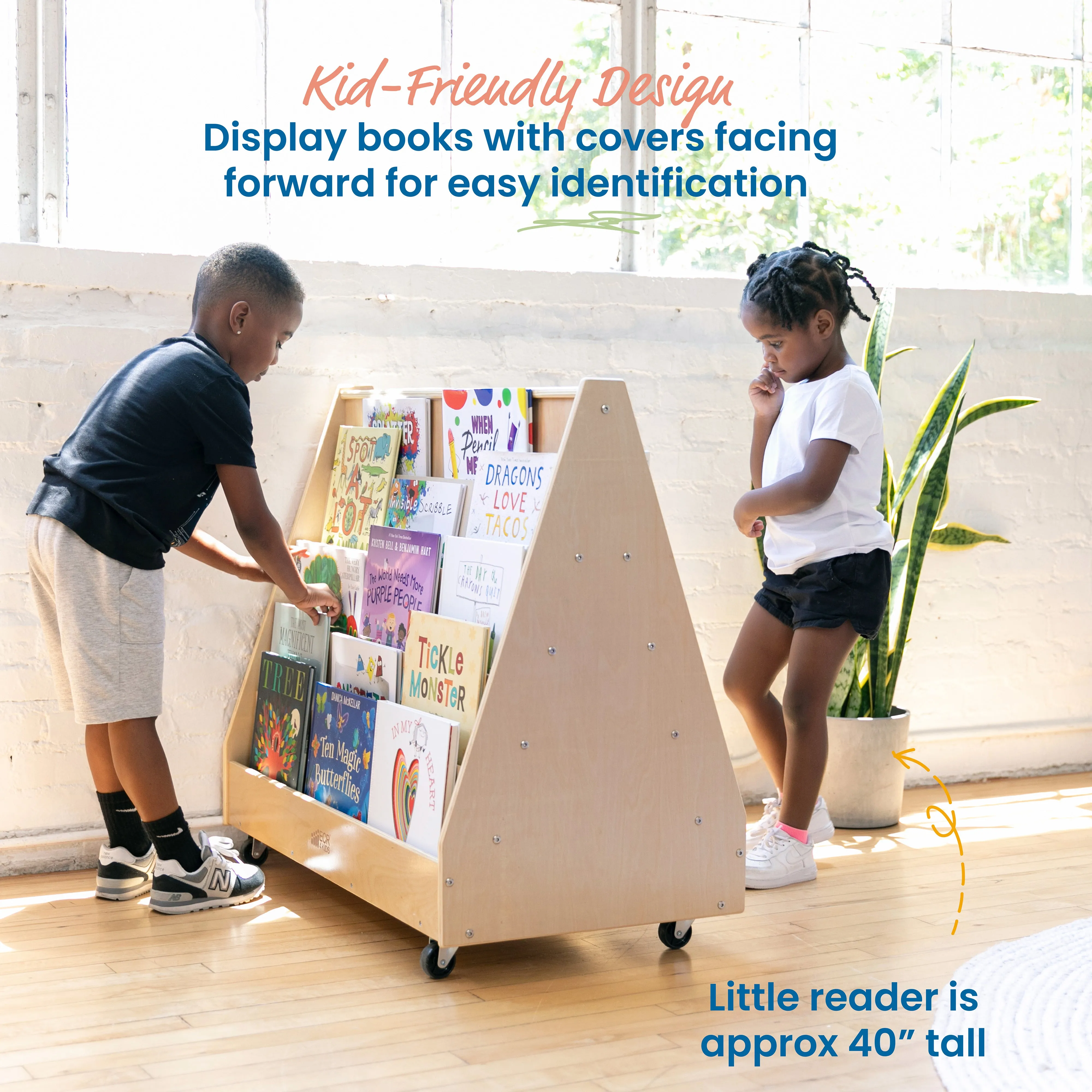 Double-Sided Mobile Book Display, Classroom Bookshelf