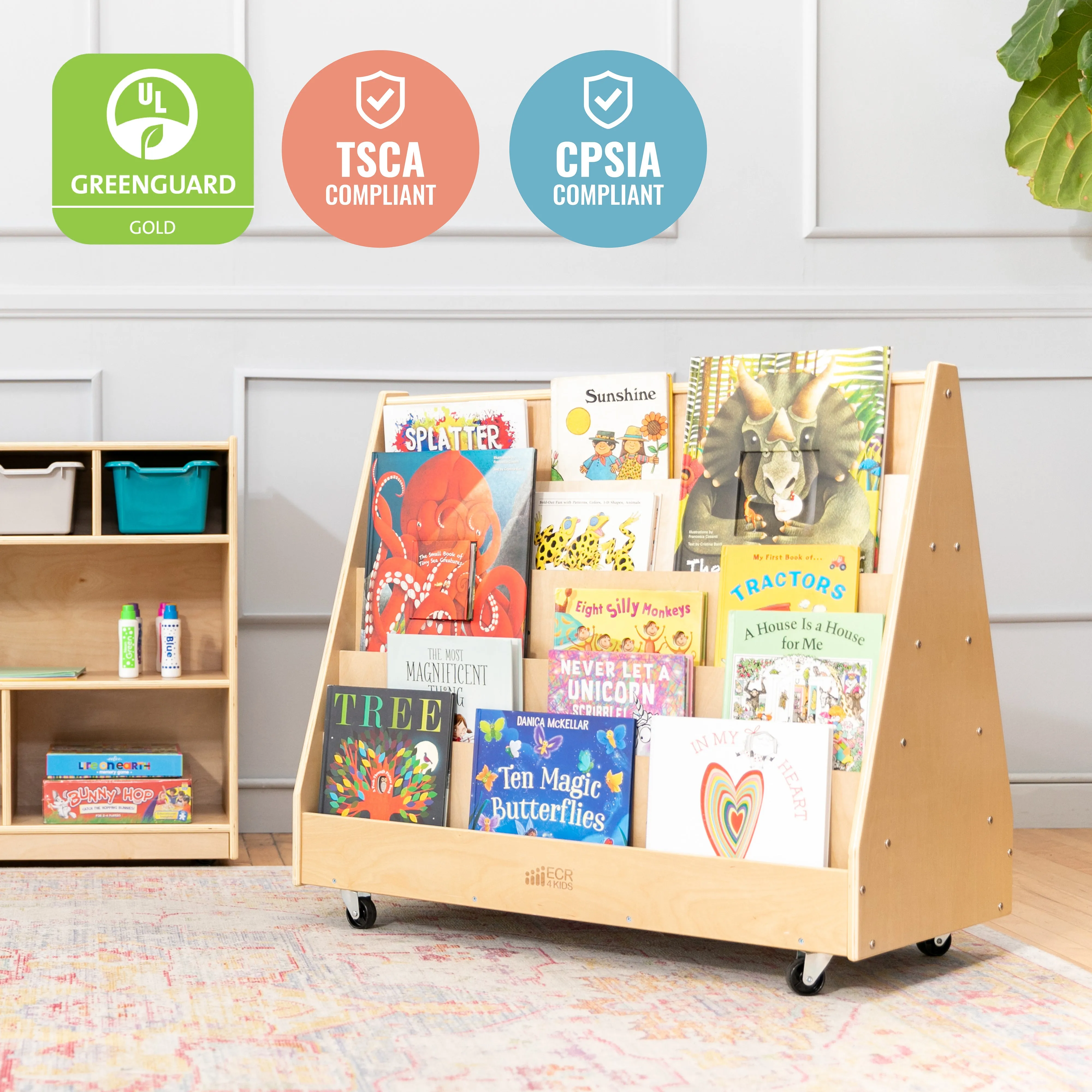 Double-Sided Mobile Book Display, Classroom Bookshelf