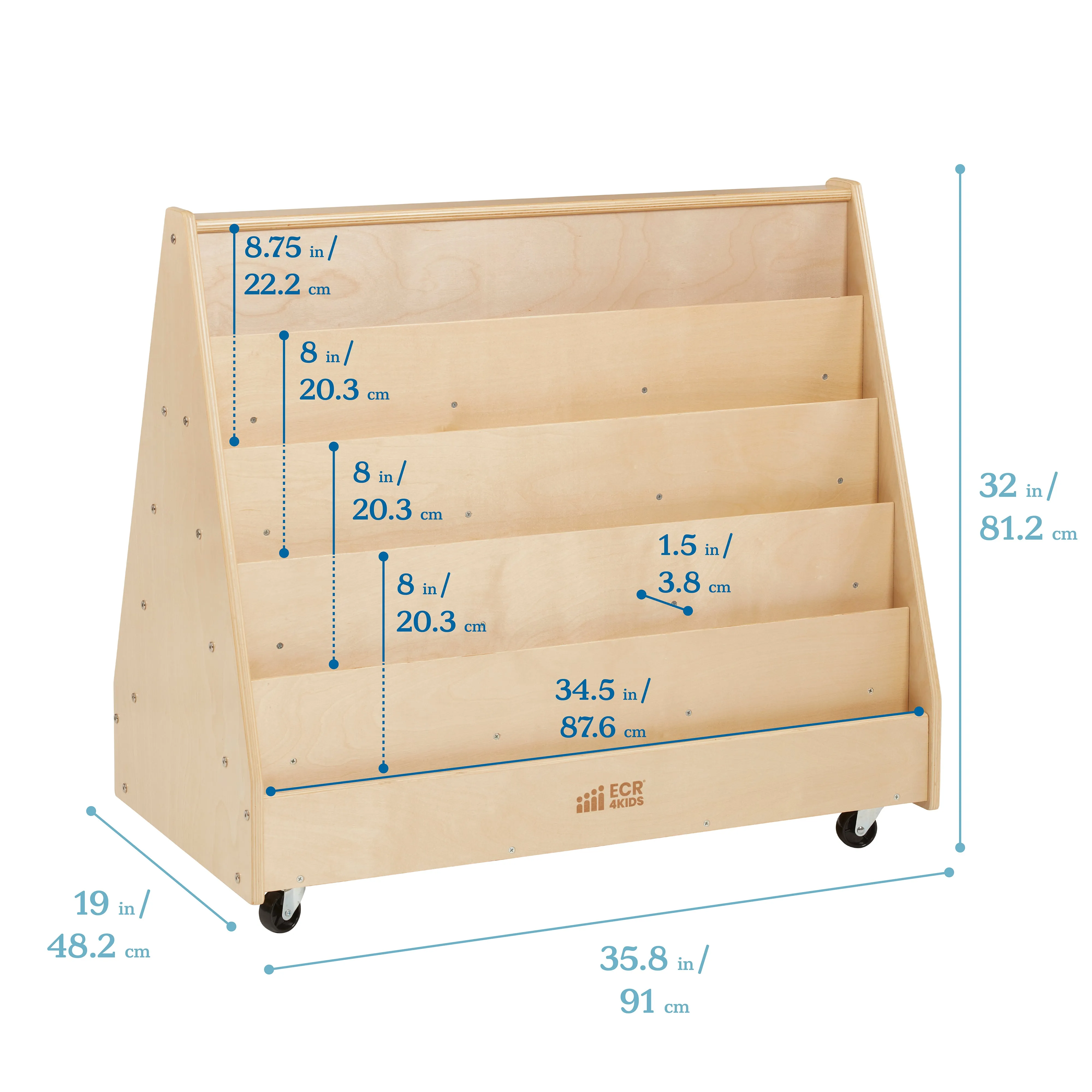 Double-Sided Mobile Book Display, Classroom Bookshelf