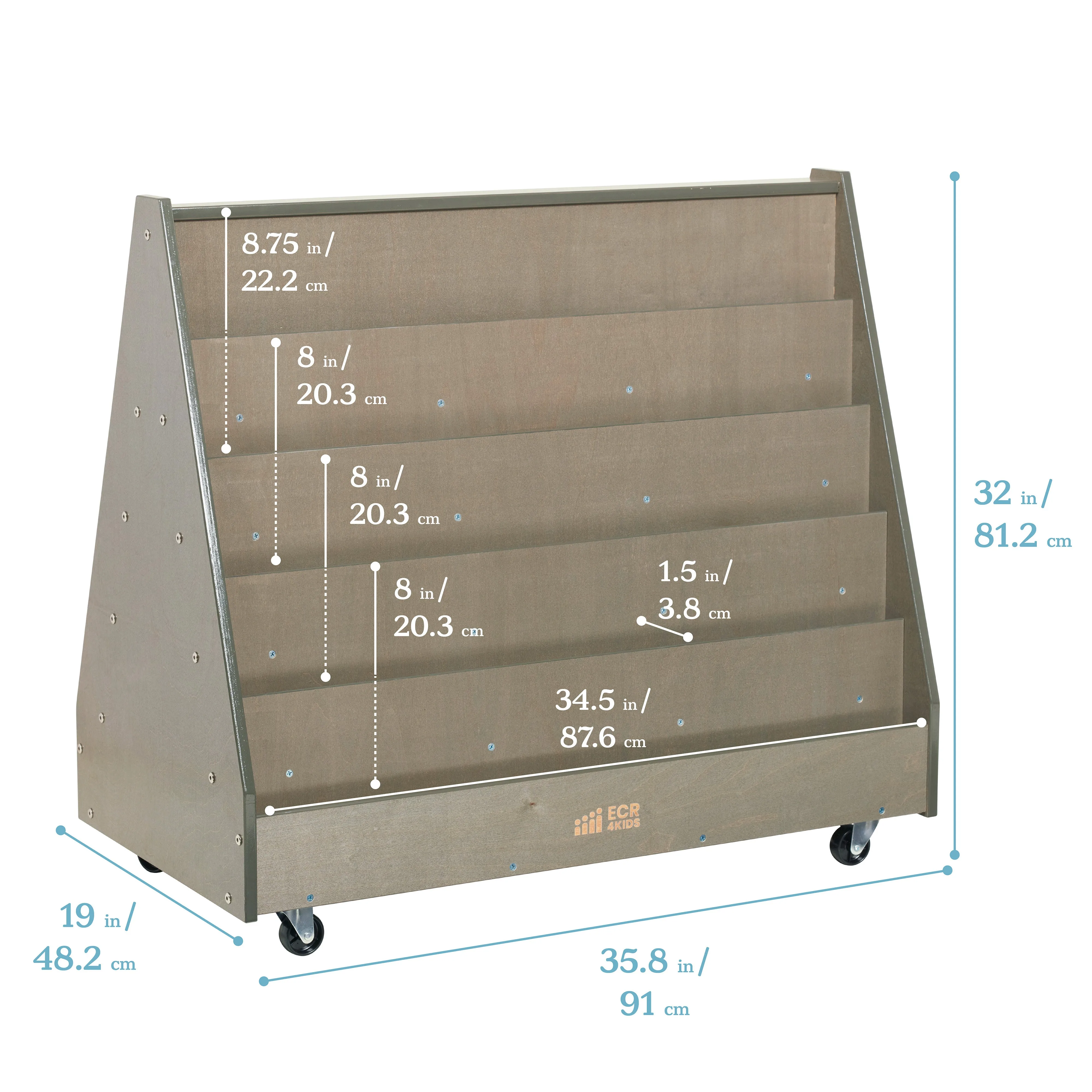 Double-Sided Mobile Book Display, Classroom Bookshelf