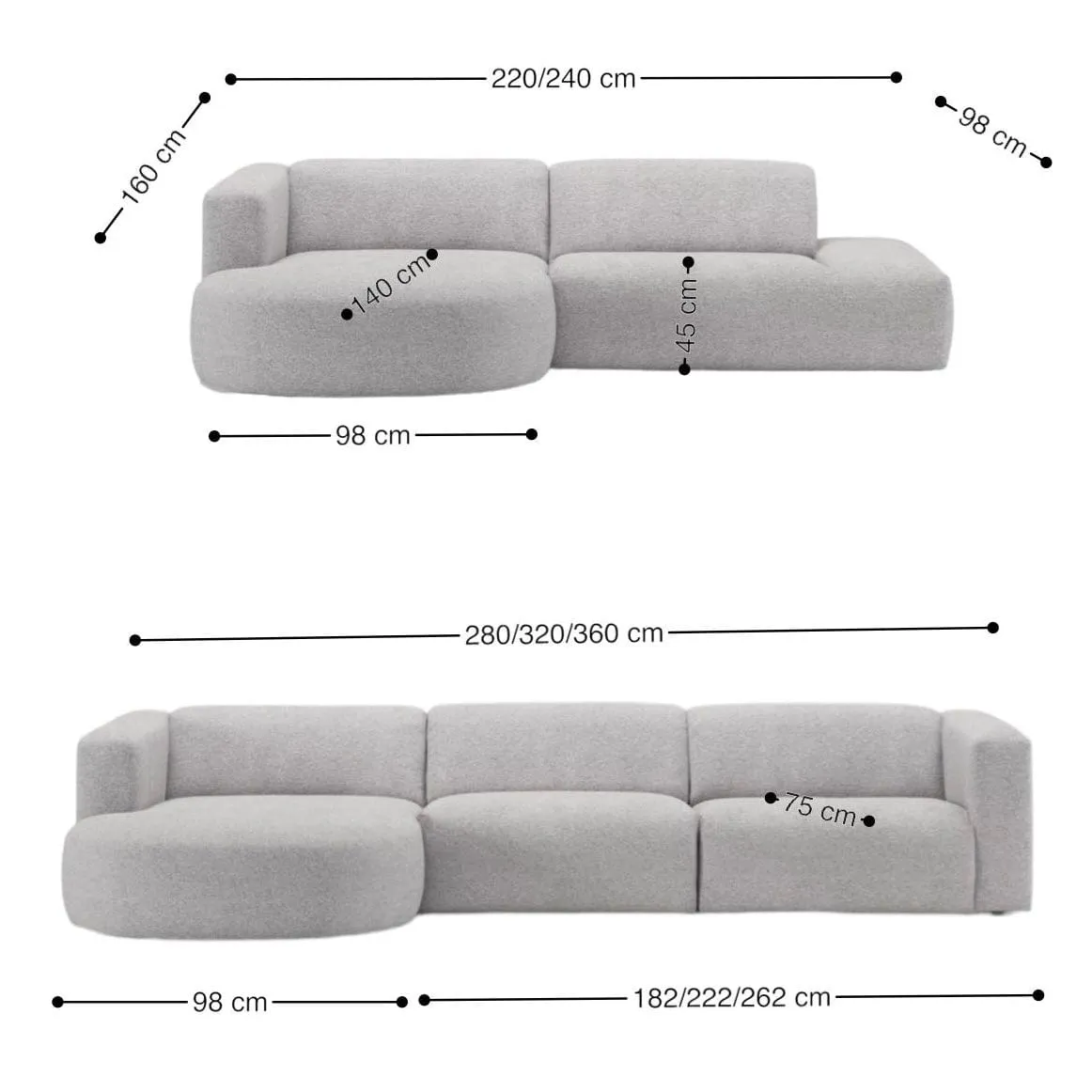 Drew Sectional Round Chaise Sofa