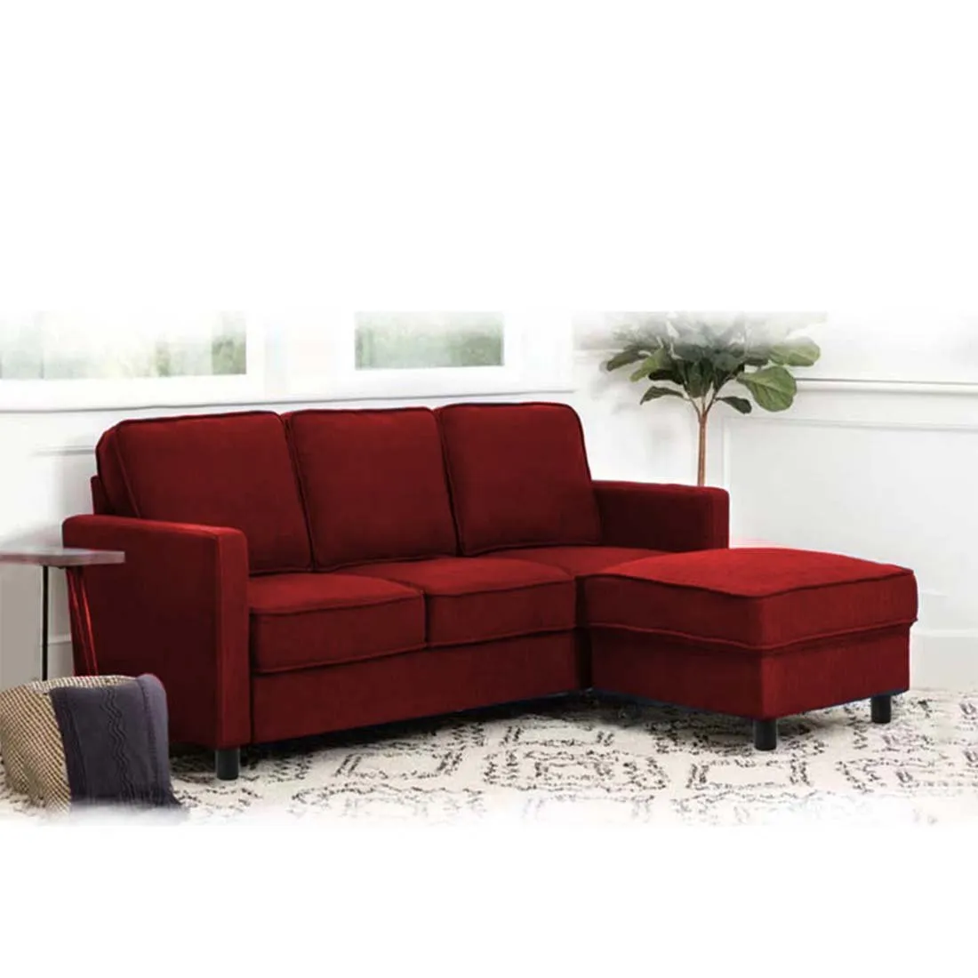 Federica 3 Seater Fabric Sofa With Ottoman