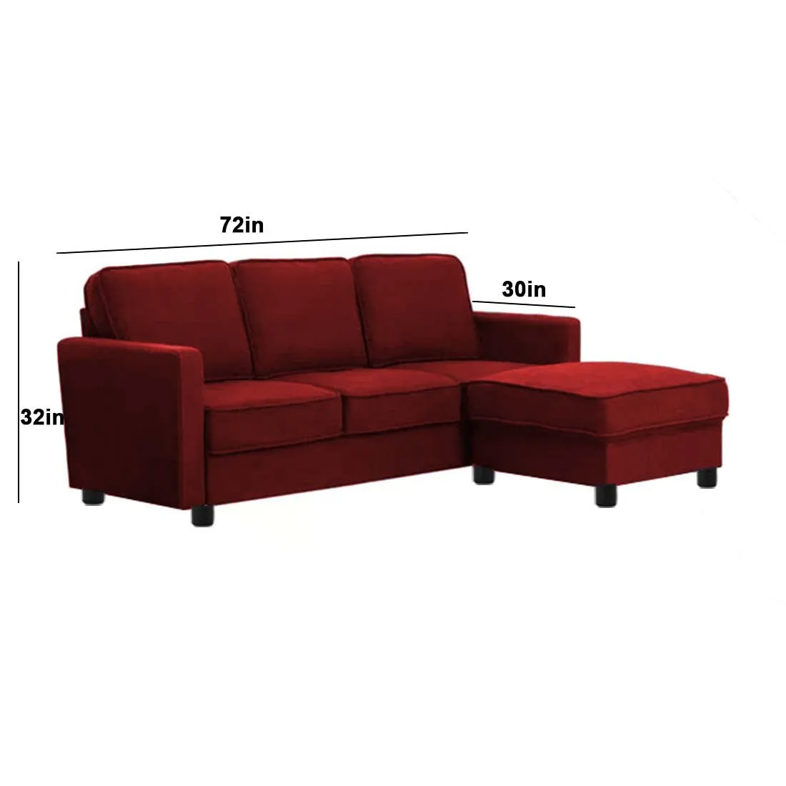 Federica 3 Seater Fabric Sofa With Ottoman