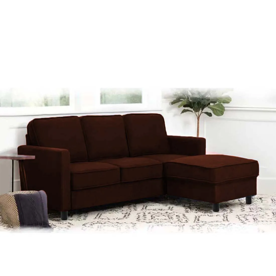 Federica 3 Seater Fabric Sofa With Ottoman