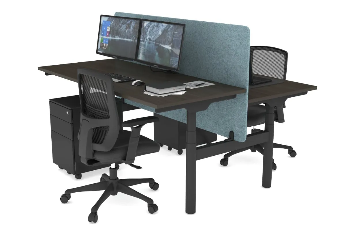 Flexi Premium Height Adjustable 2 Person H-Bench Workstation - Black Frame [1200L x 700W]