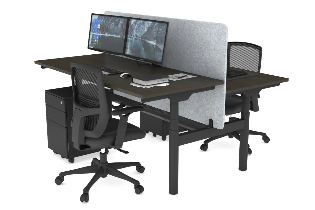 Flexi Premium Height Adjustable 2 Person H-Bench Workstation - Black Frame [1200L x 700W]