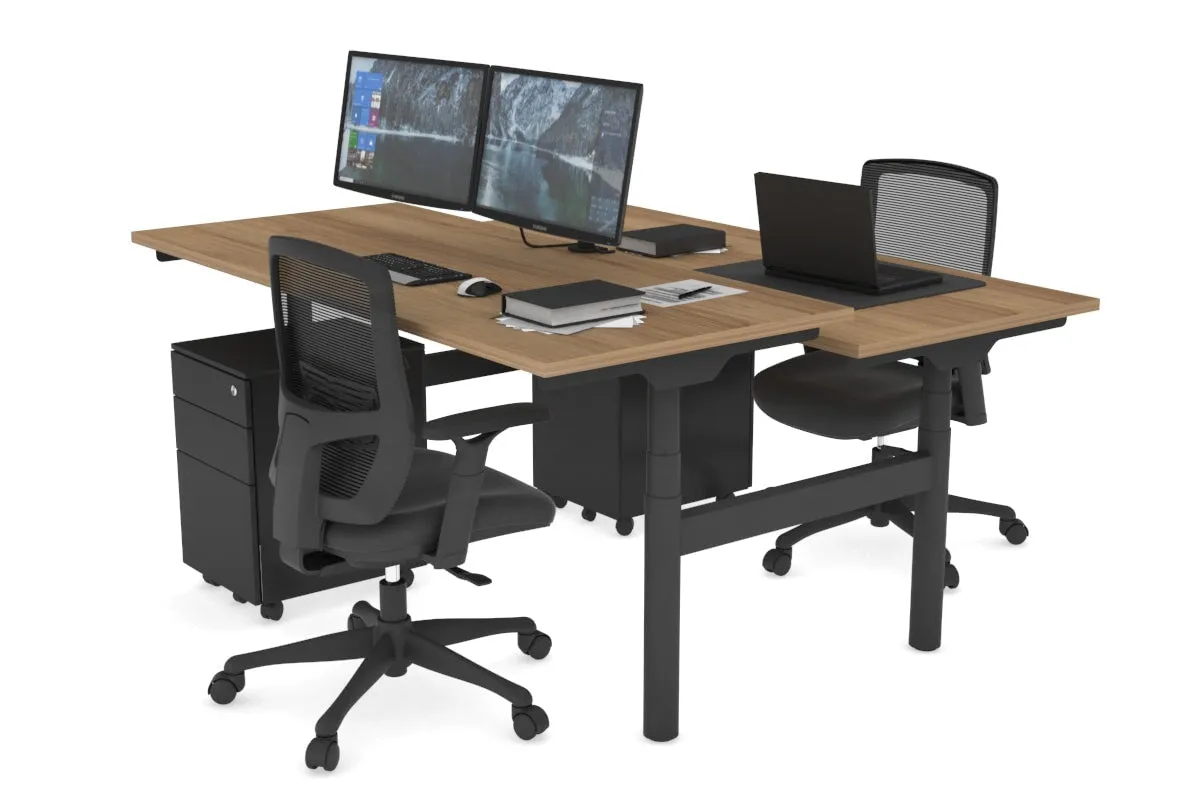 Flexi Premium Height Adjustable 2 Person H-Bench Workstation - Black Frame [1200L x 700W]